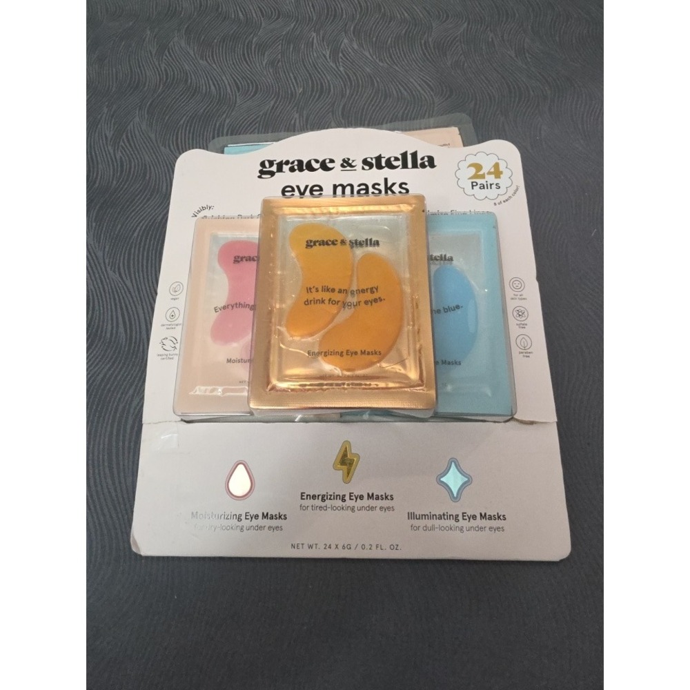 Grace & Stella Eye Masks 24 Pairs + Bonus Multi-Color Hydrating Energizing Set